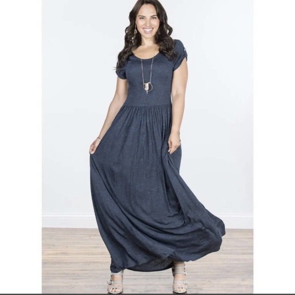 Matilda Jane Dresses & Skirts - Matilda Jane Women SZ L Blue Curtain Call T Shirt Maxi Dress Stretch Pockets